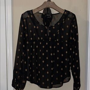 Lucky Brand Black and Gold Sheer Blouse